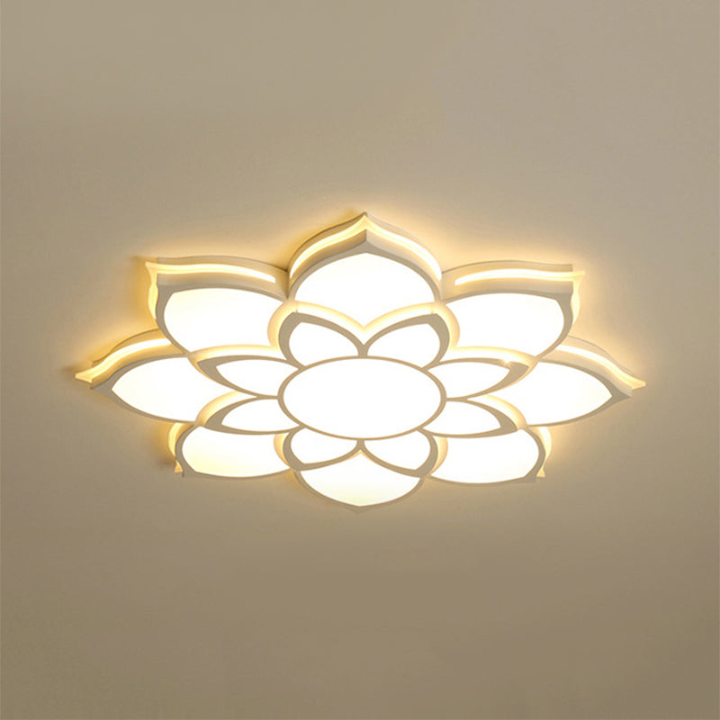 Flower Flush Mount Modern Metal White Integrated LED Living Room Ceiling Mounted Light in Warm/White, 20.5"/27"/31.5" Dia Clearhalo 'Ceiling Lights' 'Close To Ceiling Lights' 'Close to ceiling' 'Flush mount' Lighting' 239443