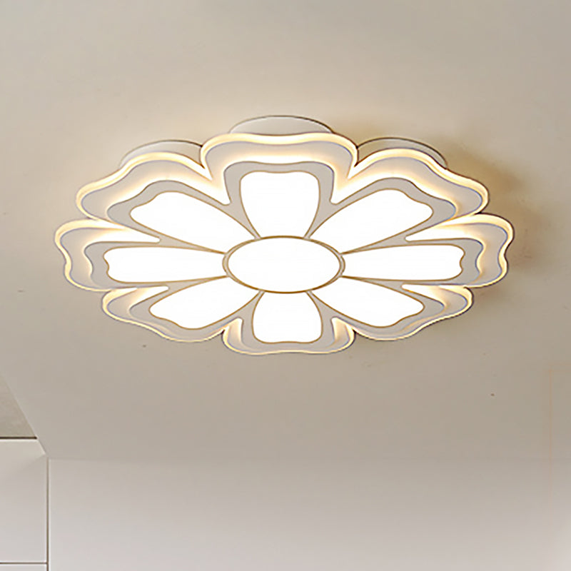 16.5"/20.5"/24.5" Dia Modern Creative Flower Flush Mount Light with Acrylic Diffuser White LED Bedroom Ceiling Flush in Warm/White White 24.5" Clearhalo 'Ceiling Lights' 'Close To Ceiling Lights' 'Close to ceiling' 'Flush mount' Lighting' 239445