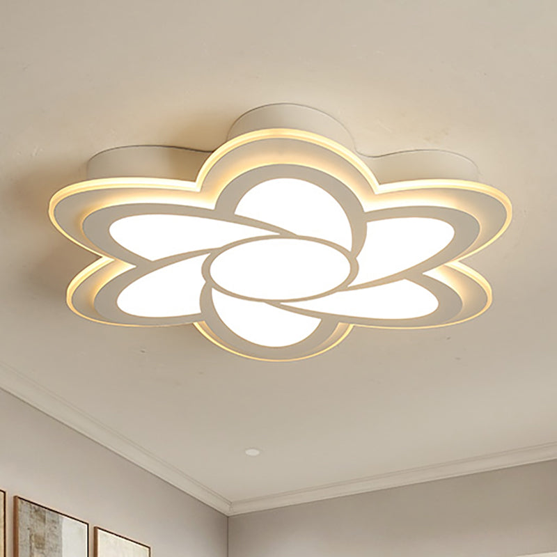 Contemporary Flower Flush Mount Metal White Bedroom LED Ceiling Light with Acrylic Diffuser in Warm/White, 16.5"/20.5"/24.5" Dia Clearhalo 'Ceiling Lights' 'Close To Ceiling Lights' 'Close to ceiling' 'Flush mount' Lighting' 239454