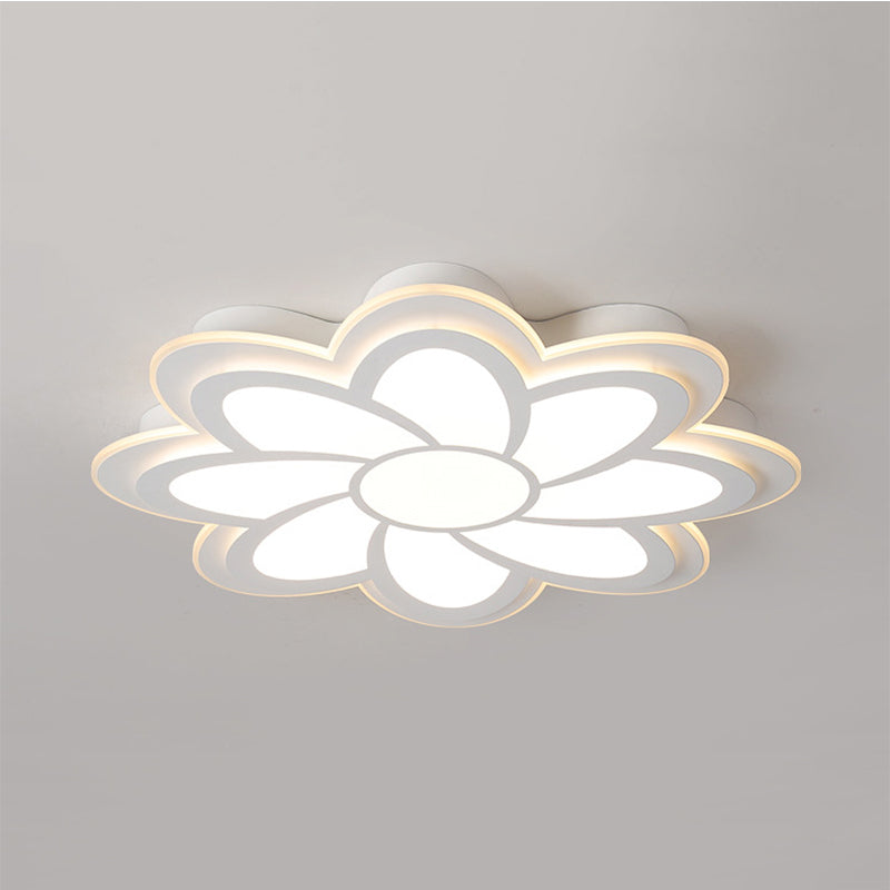 Contemporary Flower Flush Mount Metal White Bedroom LED Ceiling Light with Acrylic Diffuser in Warm/White, 16.5"/20.5"/24.5" Dia Clearhalo 'Ceiling Lights' 'Close To Ceiling Lights' 'Close to ceiling' 'Flush mount' Lighting' 239456