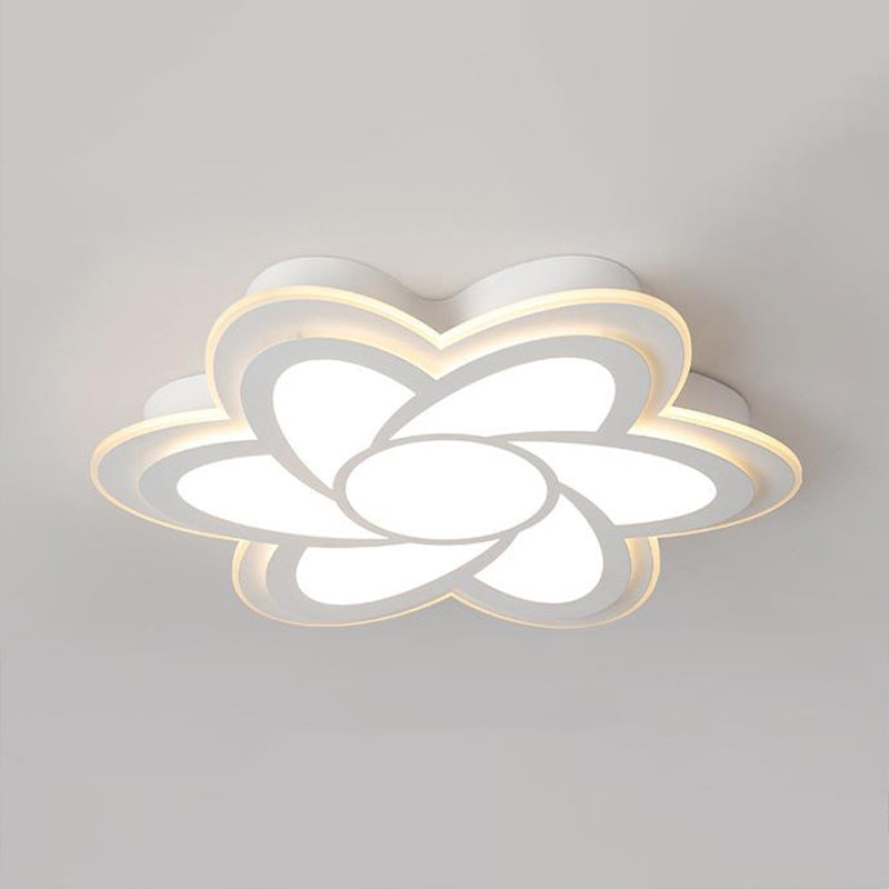 Contemporary Flower Flush Mount Metal White Bedroom LED Ceiling Light with Acrylic Diffuser in Warm/White, 16.5"/20.5"/24.5" Dia Clearhalo 'Ceiling Lights' 'Close To Ceiling Lights' 'Close to ceiling' 'Flush mount' Lighting' 239457