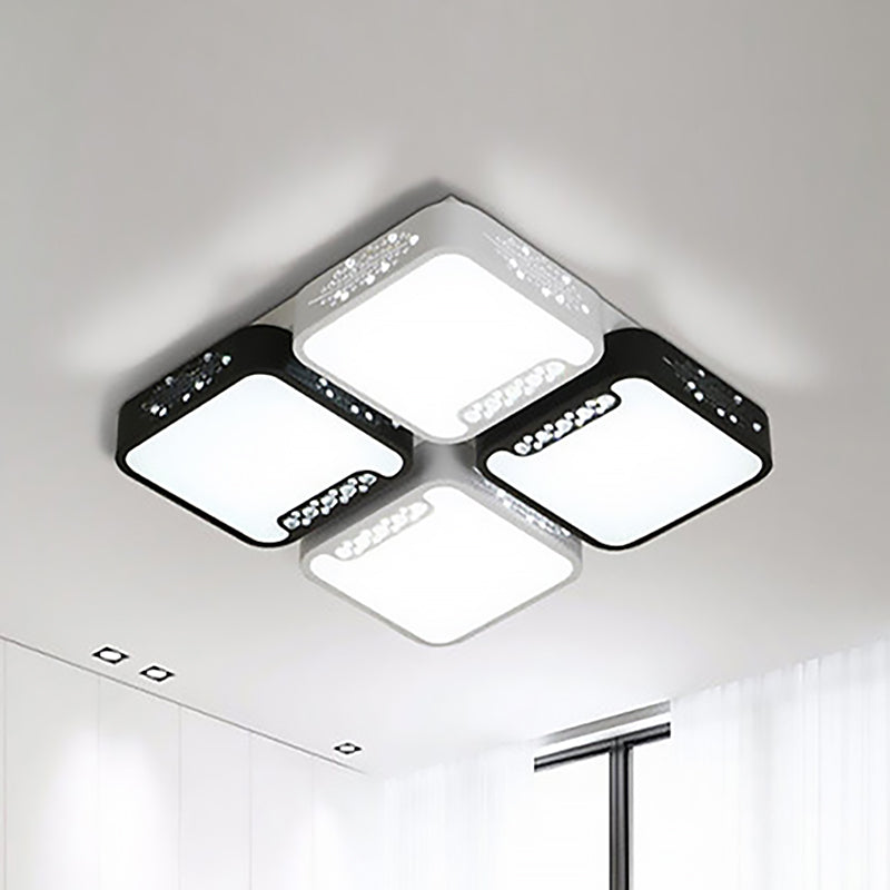 Acrylic Squared Shade Ceiling Mounted Light Contemporary 21.5"/32" Wide LED Black Flush Pendant Light for Living Room Black 21.5" Clearhalo 'Ceiling Lights' 'Close To Ceiling Lights' 'Close to ceiling' 'Flush mount' Lighting' 239472