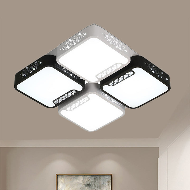 Acrylic Squared Shade Ceiling Mounted Light Contemporary 21.5"/32" Wide LED Black Flush Pendant Light for Living Room Clearhalo 'Ceiling Lights' 'Close To Ceiling Lights' 'Close to ceiling' 'Flush mount' Lighting' 239473