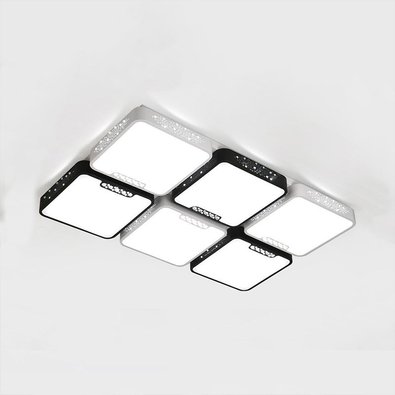 Acrylic Squared Shade Ceiling Mounted Light Contemporary 21.5"/32" Wide LED Black Flush Pendant Light for Living Room Clearhalo 'Ceiling Lights' 'Close To Ceiling Lights' 'Close to ceiling' 'Flush mount' Lighting' 239478