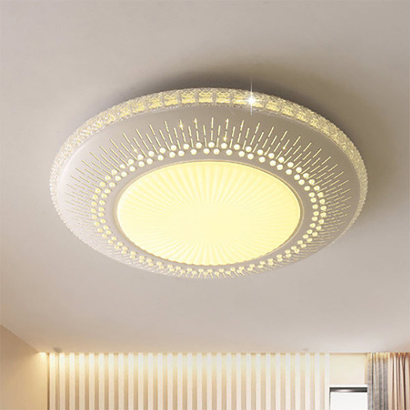 21"/25" Width Round Shade Flush Mount Fixture Contemporary Crystal Accent LED Ceiling Lamp in White Light Clearhalo 'Ceiling Lights' 'Close To Ceiling Lights' 'Close to ceiling' 'Flush mount' Lighting' 239513