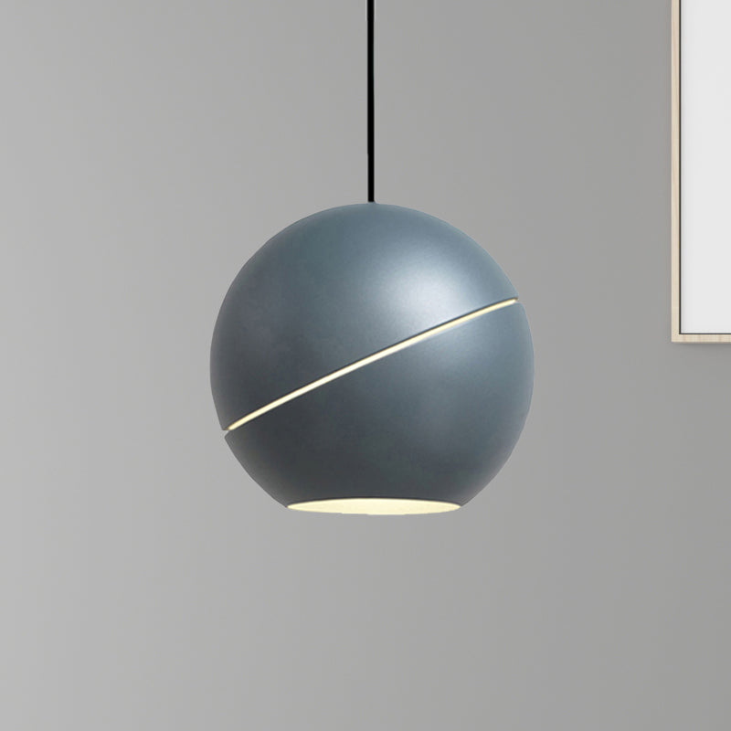 Black/Pewter Sliced Sphere Hanging Light Fixture Simple Style 1 Light Metallic Pendant Lamp for Living Room Clearhalo 'Ceiling Lights' 'Modern Pendants' 'Modern' 'Pendant Lights' 'Pendants' Lighting' 239637