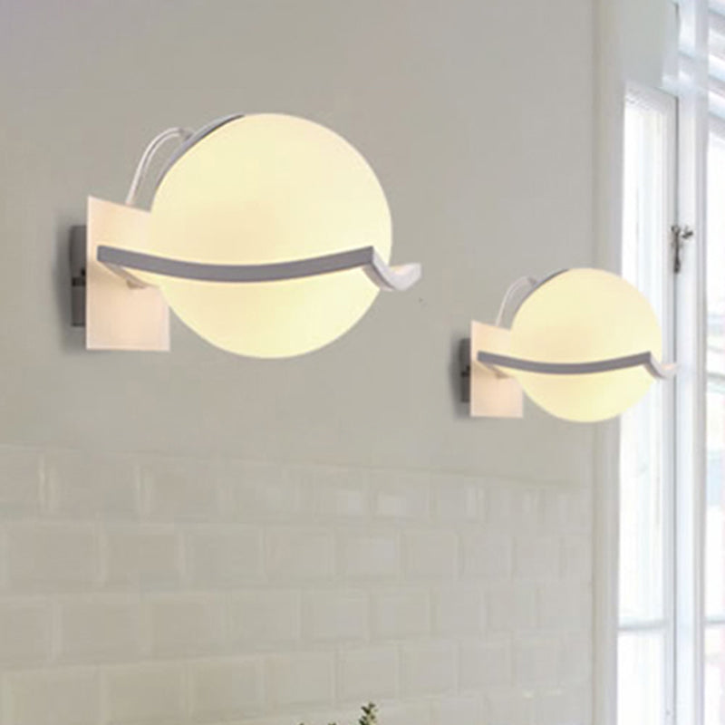 1 Light Kitchen Wall Sconce with Sphere Opal Glass Shade Modern White Sconce Light Clearhalo 'Cast Iron' 'Glass' 'Industrial' 'Modern wall lights' 'Modern' 'Tiffany' 'Traditional wall lights' 'Wall Lamps & Sconces' 'Wall Lights' Lighting' 239647
