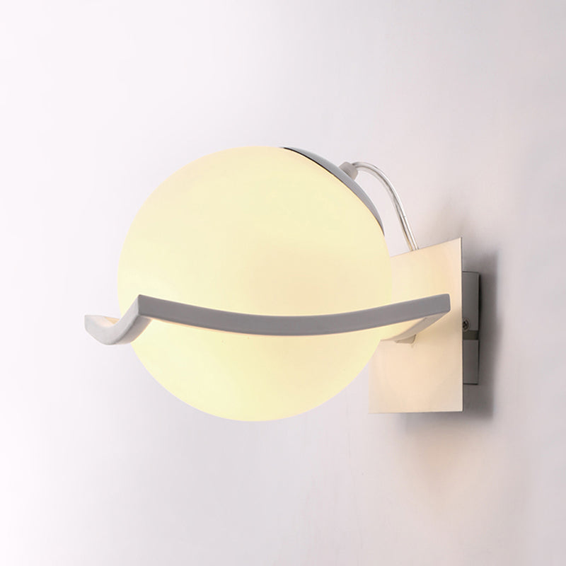 1 Light Kitchen Wall Sconce with Sphere Opal Glass Shade Modern White Sconce Light Clearhalo 'Cast Iron' 'Glass' 'Industrial' 'Modern wall lights' 'Modern' 'Tiffany' 'Traditional wall lights' 'Wall Lamps & Sconces' 'Wall Lights' Lighting' 239648
