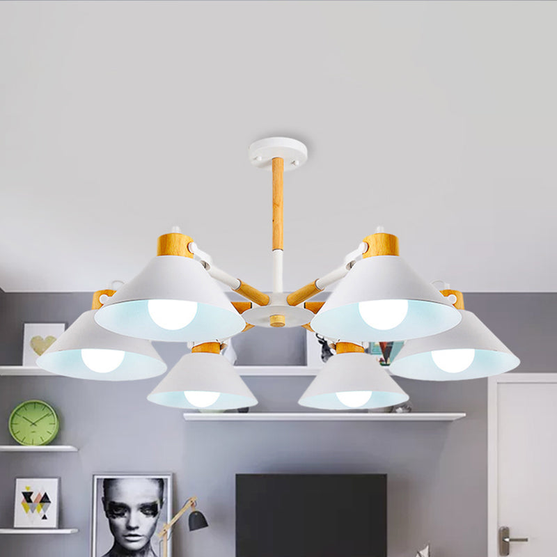 Dinging Room Cone Hanging Lamp Metal 6 Lights Simple Style Hanging Pendant Lights Clearhalo 'Ceiling Lights' 'Chandeliers' Lighting' options 239674