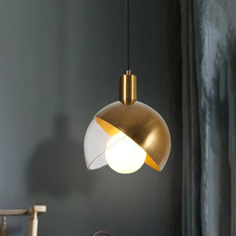 Metal Dome Pendant Ceiling Light Contemporary 1 Light Gold Hanging Pendant Light with Mobile Shade Gold Clearhalo 'Ceiling Lights' 'Glass shade' 'Glass' 'Modern Pendants' 'Modern' 'Pendant Lights' 'Pendants' Lighting' 239721