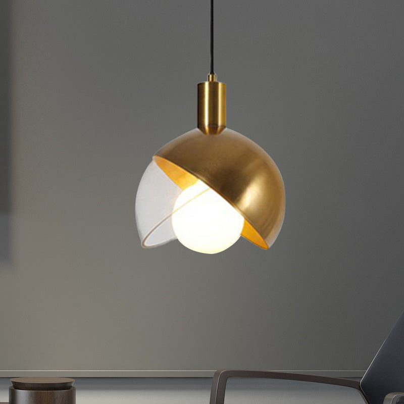 Metal Dome Pendant Ceiling Light Contemporary 1 Light Gold Hanging Pendant Light with Mobile Shade Clearhalo 'Ceiling Lights' 'Glass shade' 'Glass' 'Modern Pendants' 'Modern' 'Pendant Lights' 'Pendants' Lighting' 239722