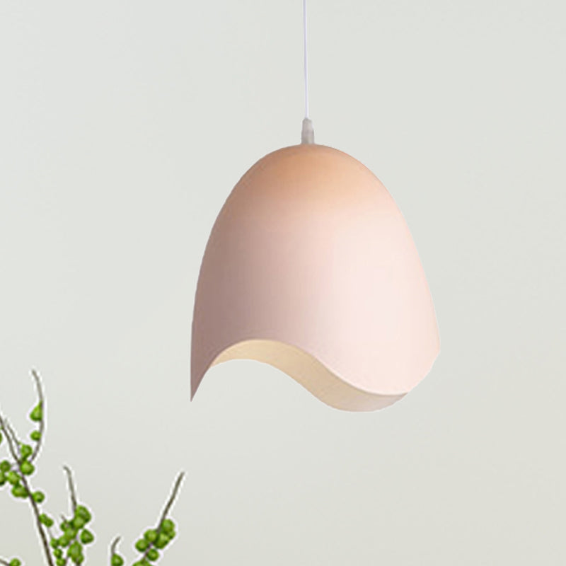 Bell Ceiling Pendant Light Macaron Metal 9.5"/12" Dia 1 Light Pink/White/Blue Hanging Lamp Kit Clearhalo 'Ceiling Lights' 'Modern Pendants' 'Modern' 'Pendant Lights' 'Pendants' Lighting' 239747