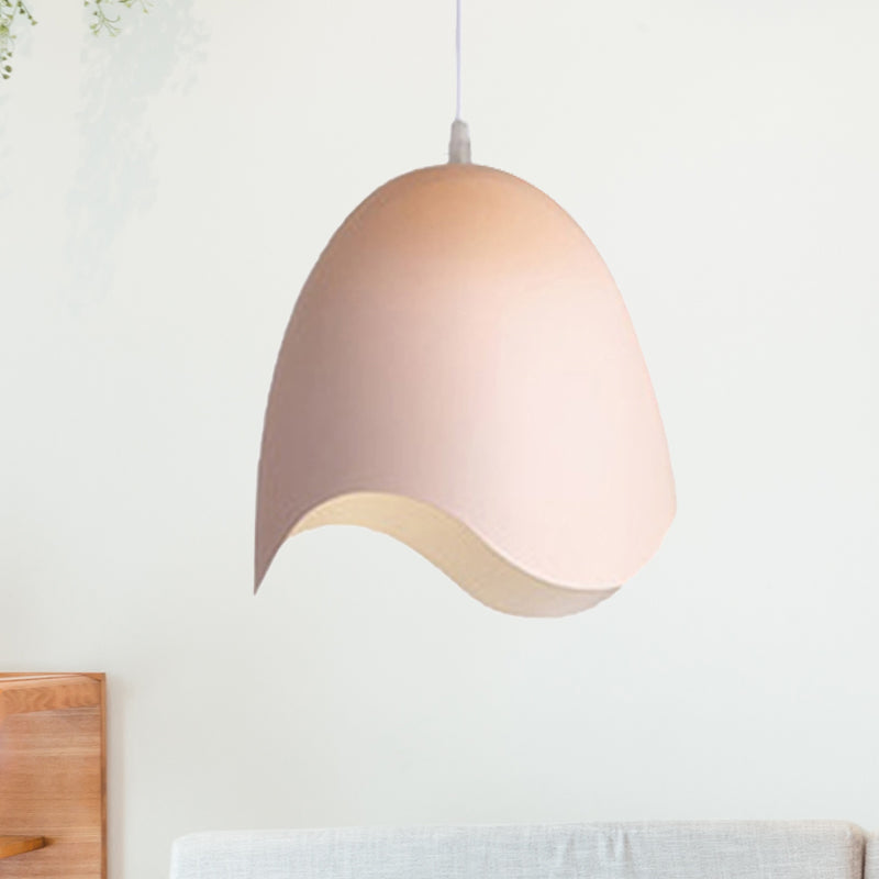 Bell Ceiling Pendant Light Macaron Metal 9.5"/12" Dia 1 Light Pink/White/Blue Hanging Lamp Kit Clearhalo 'Ceiling Lights' 'Modern Pendants' 'Modern' 'Pendant Lights' 'Pendants' Lighting' 239748