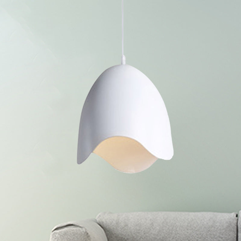 Bell Ceiling Pendant Light Macaron Metal 9.5"/12" Dia 1 Light Pink/White/Blue Hanging Lamp Kit White Clearhalo 'Ceiling Lights' 'Modern Pendants' 'Modern' 'Pendant Lights' 'Pendants' Lighting' 239749