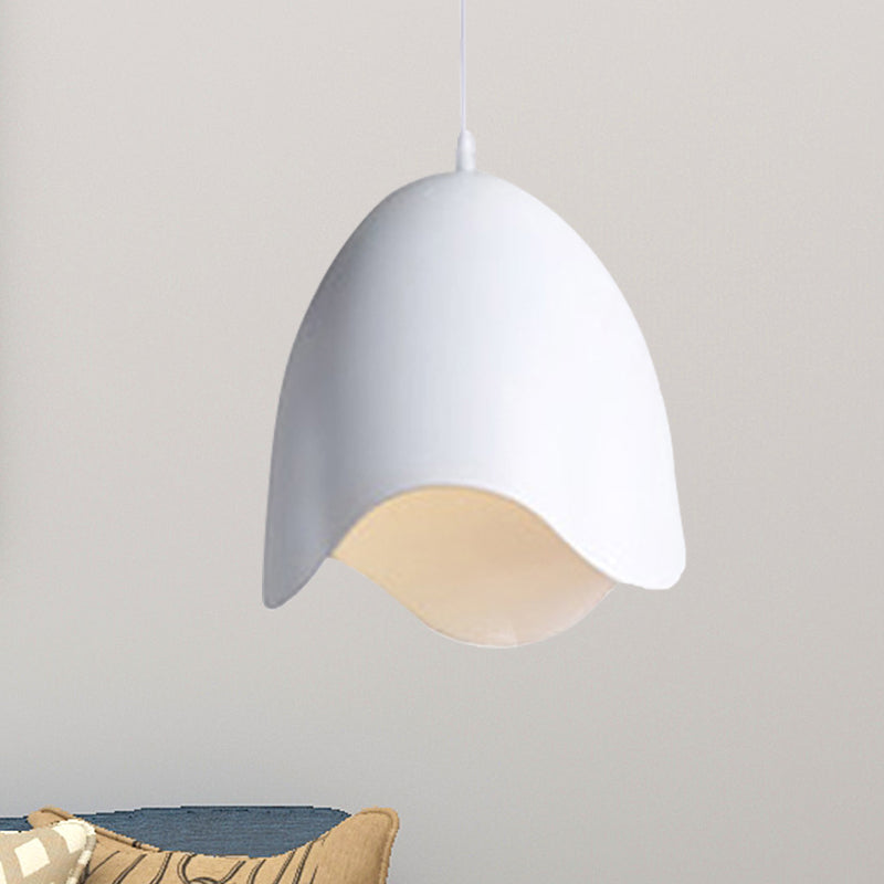 Bell Ceiling Pendant Light Macaron Metal 9.5"/12" Dia 1 Light Pink/White/Blue Hanging Lamp Kit Clearhalo 'Ceiling Lights' 'Modern Pendants' 'Modern' 'Pendant Lights' 'Pendants' Lighting' 239750