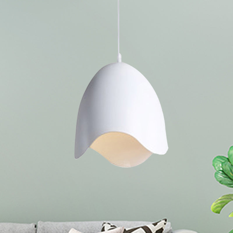 Bell Ceiling Pendant Light Macaron Metal 9.5"/12" Dia 1 Light Pink/White/Blue Hanging Lamp Kit Clearhalo 'Ceiling Lights' 'Modern Pendants' 'Modern' 'Pendant Lights' 'Pendants' Lighting' 239751