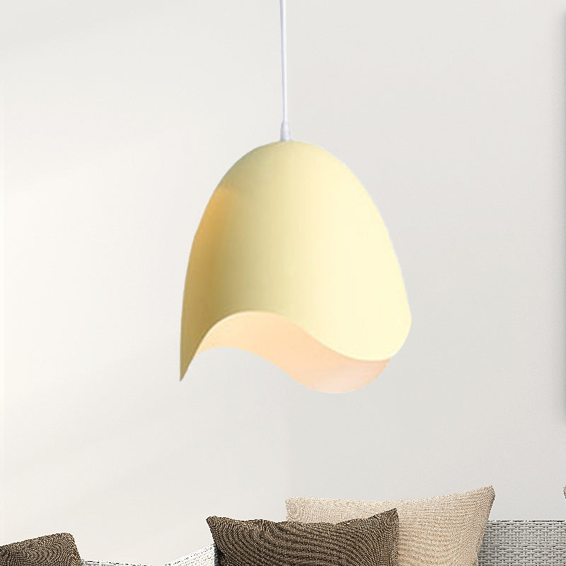 Bell Ceiling Pendant Light Macaron Metal 9.5"/12" Dia 1 Light Pink/White/Blue Hanging Lamp Kit Yellow Clearhalo 'Ceiling Lights' 'Modern Pendants' 'Modern' 'Pendant Lights' 'Pendants' Lighting' 239752