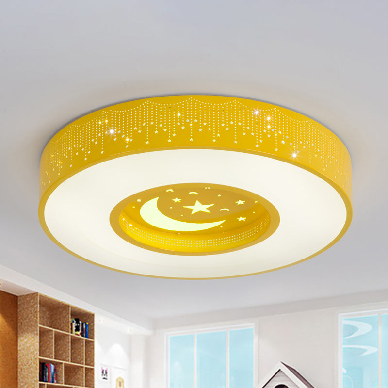 Blue/Yellow/Green Round Flush Mount Light Macaron Acrylic 16"/19.5"/23.5" Dia LED Ceiling Lamp in Third Gear/Warm/White Light for Bedroom Clearhalo 'Ceiling Lights' 'Close To Ceiling Lights' 'Close to ceiling' 'Flush mount' Lighting' 239759