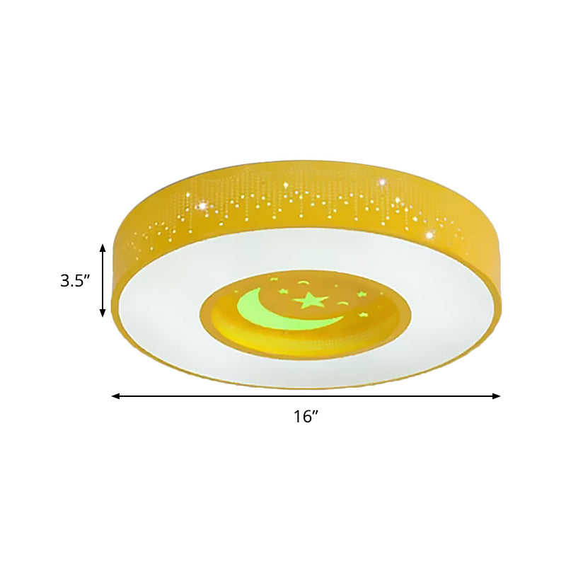 Blue/Yellow/Green Round Flush Mount Light Macaron Acrylic 16"/19.5"/23.5" Dia LED Ceiling Lamp in Third Gear/Warm/White Light for Bedroom Clearhalo 'Ceiling Lights' 'Close To Ceiling Lights' 'Close to ceiling' 'Flush mount' Lighting' 239760