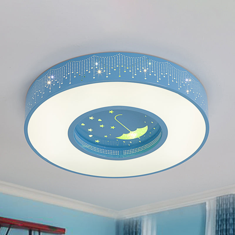 Blue/Yellow/Green Round Flush Mount Light Macaron Acrylic 16"/19.5"/23.5" Dia LED Ceiling Lamp in Third Gear/Warm/White Light for Bedroom Blue Clearhalo 'Ceiling Lights' 'Close To Ceiling Lights' 'Close to ceiling' 'Flush mount' Lighting' 239761