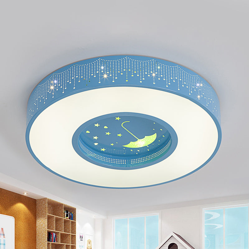 Blue/Yellow/Green Round Flush Mount Light Macaron Acrylic 16"/19.5"/23.5" Dia LED Ceiling Lamp in Third Gear/Warm/White Light for Bedroom Clearhalo 'Ceiling Lights' 'Close To Ceiling Lights' 'Close to ceiling' 'Flush mount' Lighting' 239762