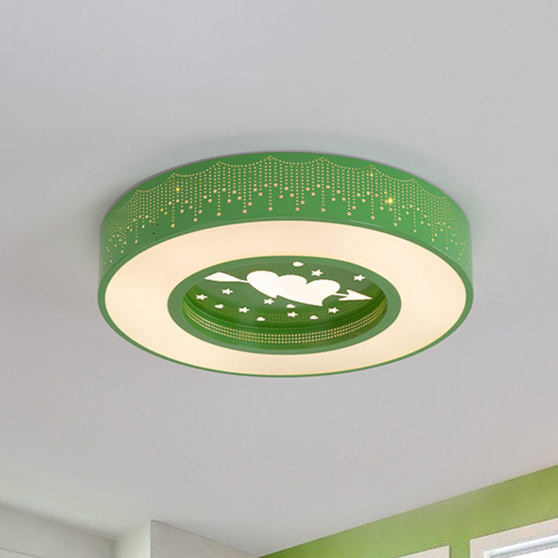 Blue/Yellow/Green Round Flush Mount Light Macaron Acrylic 16"/19.5"/23.5" Dia LED Ceiling Lamp in Third Gear/Warm/White Light for Bedroom Green Warm Clearhalo 'Ceiling Lights' 'Close To Ceiling Lights' 'Close to ceiling' 'Flush mount' Lighting' 239764