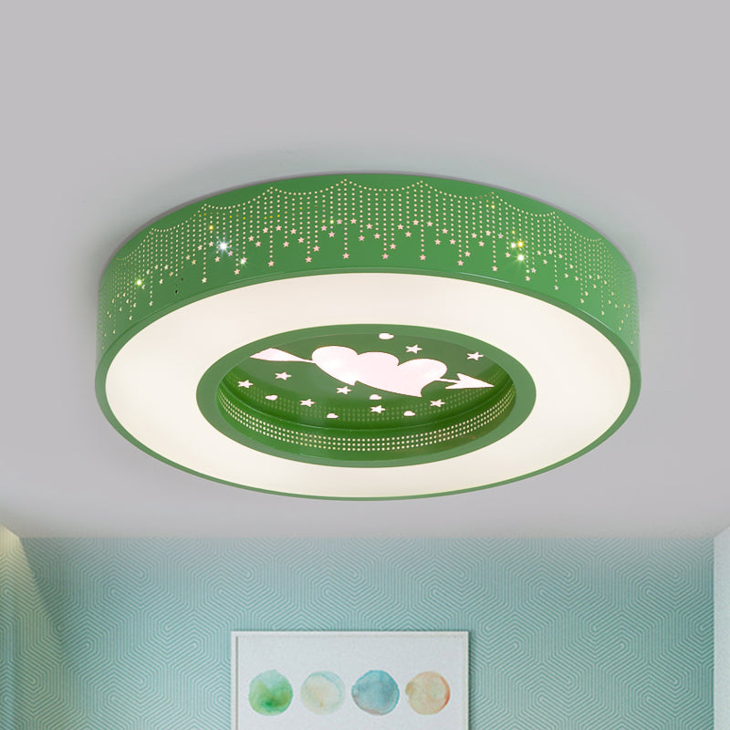 Blue/Yellow/Green Round Flush Mount Light Macaron Acrylic 16"/19.5"/23.5" Dia LED Ceiling Lamp in Third Gear/Warm/White Light for Bedroom Green Clearhalo 'Ceiling Lights' 'Close To Ceiling Lights' 'Close to ceiling' 'Flush mount' Lighting' 239765