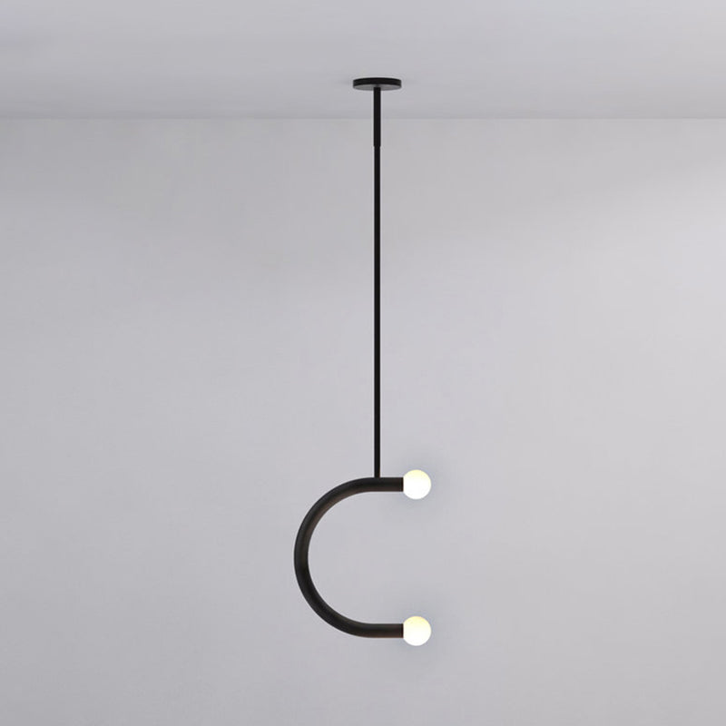 C Shape Hanging Pendant Light Simple Style Metal Black LED Pendant Light for Dining Room Clearhalo 'Ceiling Lights' 'Modern Pendants' 'Modern' 'Pendant Lights' 'Pendants' Lighting' 239772