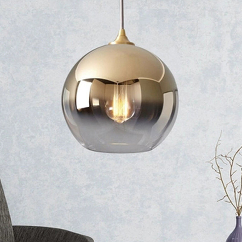 8"/10"/12"W Globe Pendant Lighting Contemporary Glass 1 Light Gold Hanging Light with Fading Shade Gold 12" Clearhalo 'Ceiling Lights' 'Glass shade' 'Glass' 'Modern Pendants' 'Modern' 'Pendant Lights' 'Pendants' Lighting' 239813