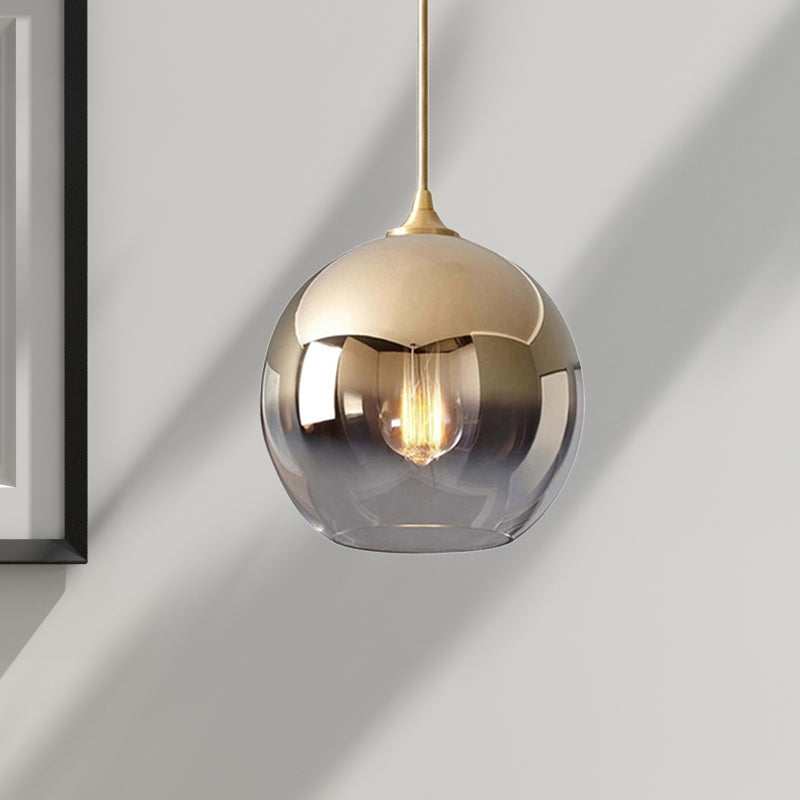 8"/10"/12"W Globe Pendant Lighting Contemporary Glass 1 Light Gold Hanging Light with Fading Shade Gold 10" Clearhalo 'Ceiling Lights' 'Glass shade' 'Glass' 'Modern Pendants' 'Modern' 'Pendant Lights' 'Pendants' Lighting' 239814