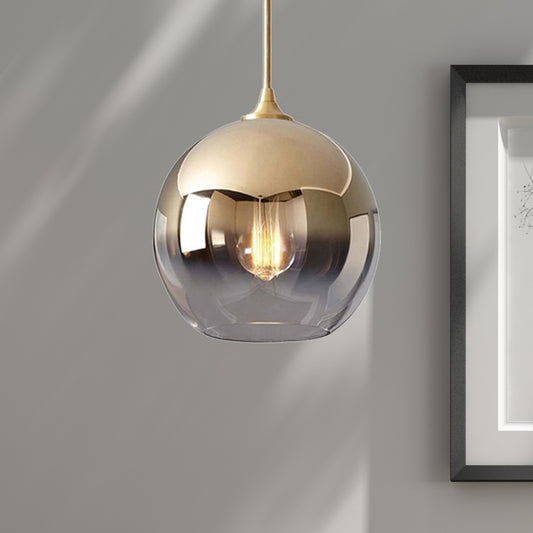 8"/10"/12"W Globe Pendant Lighting Contemporary Glass 1 Light Gold Hanging Light with Fading Shade Gold 8" Clearhalo 'Ceiling Lights' 'Glass shade' 'Glass' 'Modern Pendants' 'Modern' 'Pendant Lights' 'Pendants' Lighting' 239815