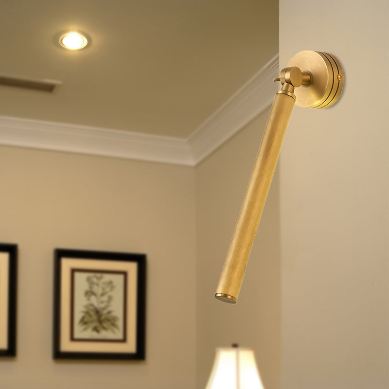 Tube Metal Wall Light Tradition LED Flush Mount Wall Sconce in Gold with Adjustable Arm Gold Clearhalo 'Wall Lamps & Sconces' 'Wall Lights' Lighting' 239835