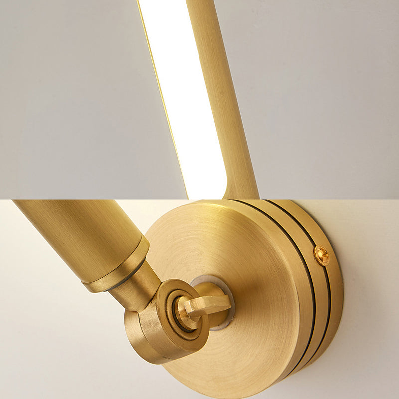 Tube Metal Wall Light Tradition LED Flush Mount Wall Sconce in Gold with Adjustable Arm Clearhalo 'Wall Lamps & Sconces' 'Wall Lights' Lighting' 239839