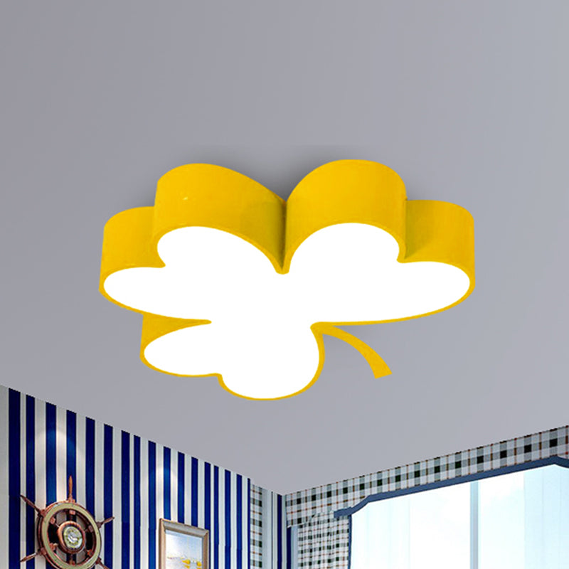 Lucky Clover LED Flush Mount Light Modern Stylish Acrylic Ceiling Lamp for Kindergarten Yellow Clearhalo 'Ceiling Lights' 'Pendant Lights' 'Pendants' Lighting' 239845_585ac62f-73bb-4176-9544-bcd4fe8500dd