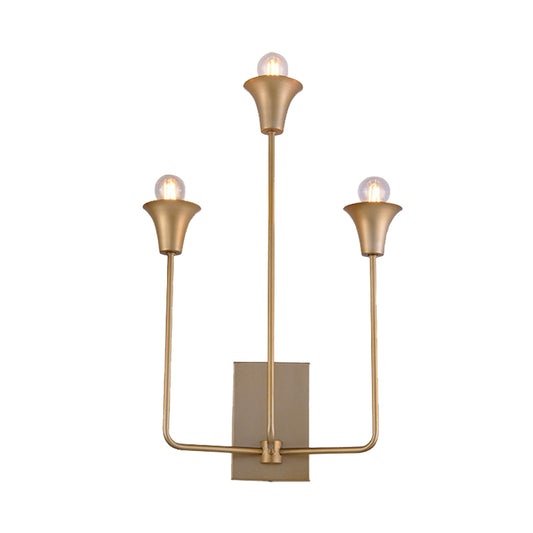 Starburst Wall Lamp Traditional Metal 3 Bulbs Brass Sconce Light Fixture for Bedroom Clearhalo 'Wall Lamps & Sconces' 'Wall Lights' Lighting' 239851