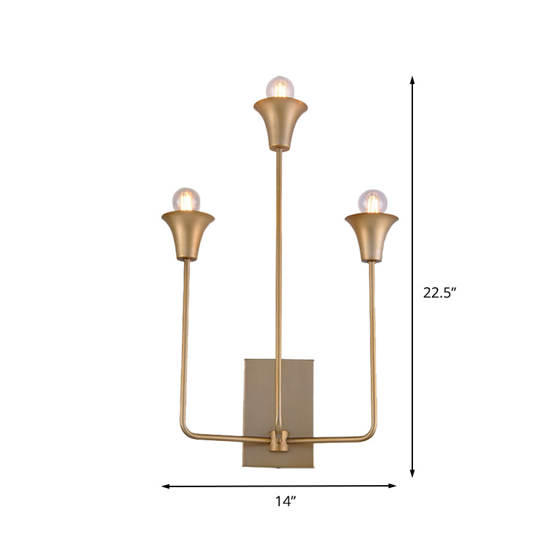 Starburst Wall Lamp Traditional Metal 3 Bulbs Brass Sconce Light Fixture for Bedroom Clearhalo 'Wall Lamps & Sconces' 'Wall Lights' Lighting' 239852