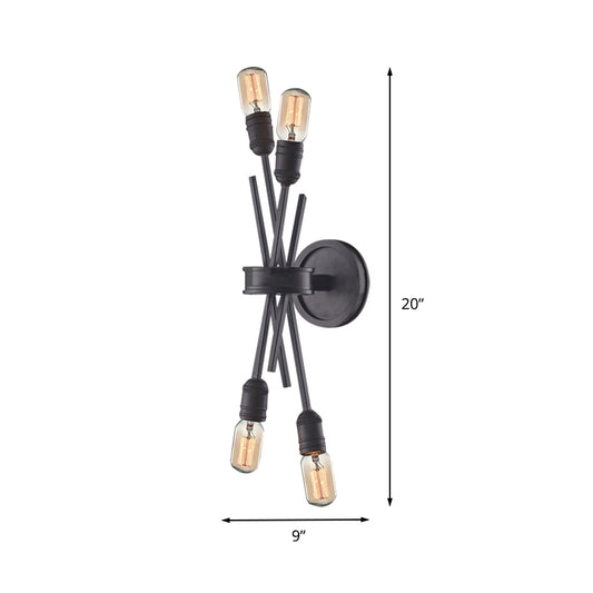 Traditional Crossed Wall Mount Lighting Metal 4 Heads Wall Mounted Lamp in Black/Brass for Dining Room Clearhalo 'Wall Lamps & Sconces' 'Wall Lights' Lighting' 239882