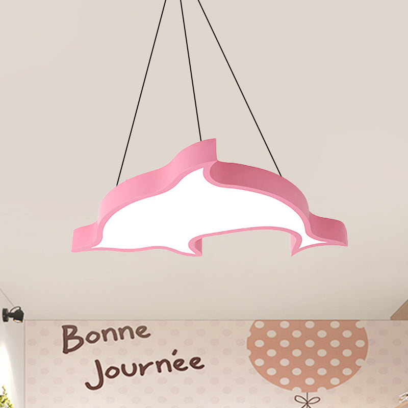 Cartoon Dolphin Pendant Light Acrylic Candy Colored LED Ceiling Pendant for Hallway Clearhalo 'Ceiling Lights' 'Pendant Lights' 'Pendants' Lighting' 239894