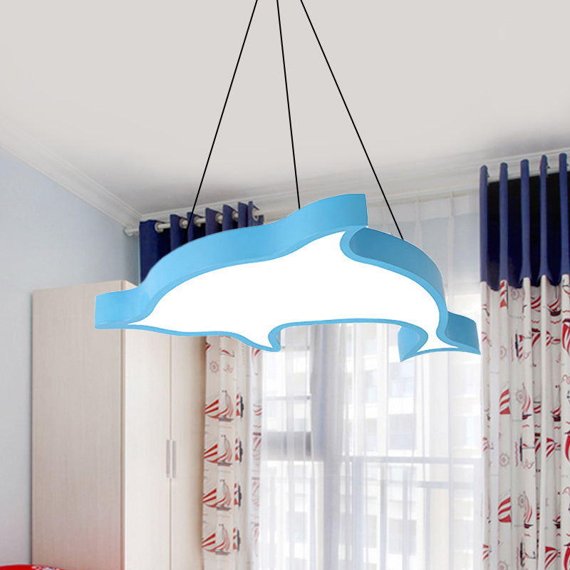 Cartoon Dolphin Pendant Light Acrylic Candy Colored LED Ceiling Pendant for Hallway Clearhalo 'Ceiling Lights' 'Pendant Lights' 'Pendants' Lighting' 239902