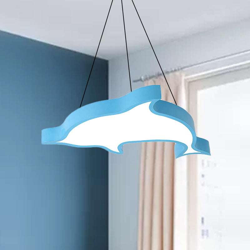 Cartoon Dolphin Pendant Light Acrylic Candy Colored LED Ceiling Pendant for Hallway Clearhalo 'Ceiling Lights' 'Pendant Lights' 'Pendants' Lighting' 239904