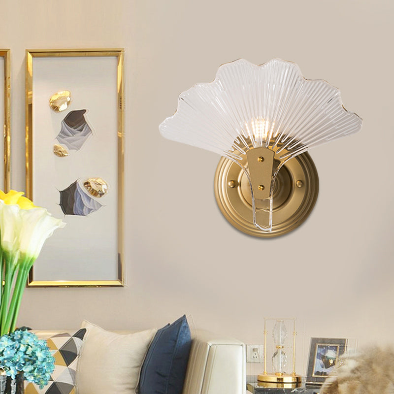 Gold Ginkgo Sconce Light Traditional 1/3 Heads Metal Wall Lighting Fixture for Dining Room Clearhalo 'Wall Lamps & Sconces' 'Wall Lights' Lighting' 239991