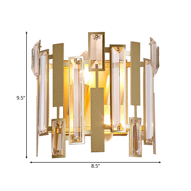 Laser Cut Sconce Light Traditionary Crystal 2 Bulbs Gold Wall Mounted Lamp for Living Room Clearhalo 'Wall Lamps & Sconces' 'Wall Lights' Lighting' 240014