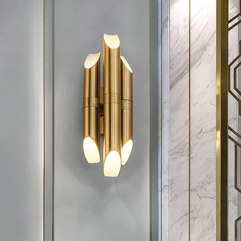 Gold Pipe Sconce Lamp Tradition Metal LED Wall Lighting Fixture in Warm/White Light for Hallway Gold Clearhalo 'Wall Lamps & Sconces' 'Wall Lights' Lighting' 240024