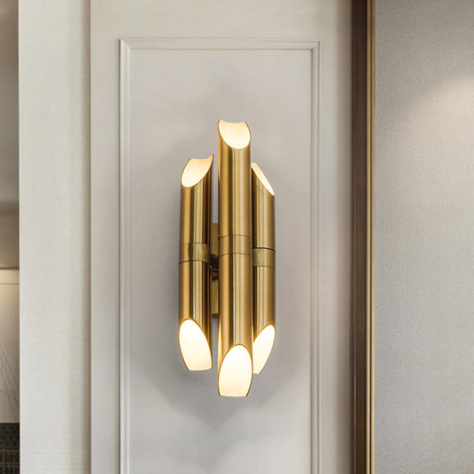 Gold Pipe Sconce Lamp Tradition Metal LED Wall Lighting Fixture in Warm/White Light for Hallway Clearhalo 'Wall Lamps & Sconces' 'Wall Lights' Lighting' 240025