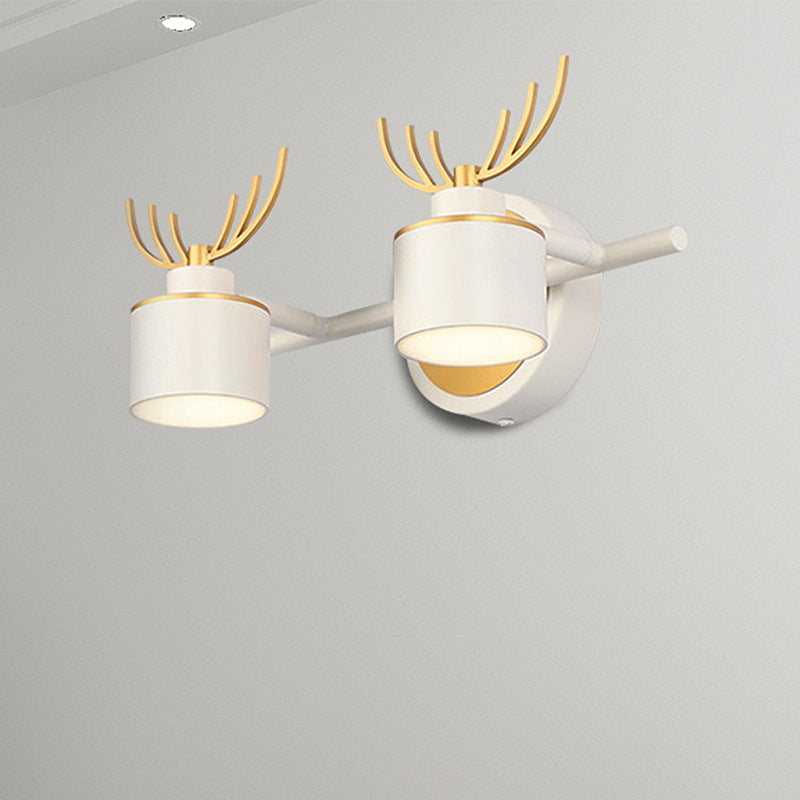 White Cylindrical Vanity Lighting Modern 2/3/4 Lights Acrylic Led Wall Mounted Light Fixture with Antler Design in Natural Light 2.0 White Clearhalo 'Cast Iron' 'Glass' 'Industrial' 'Modern wall lights' 'Modern' 'Tiffany' 'Traditional wall lights' 'Vanity Lights' 'Wall Lights' Lighting' 240098