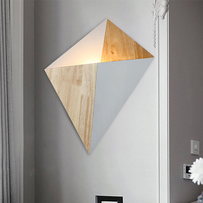 Splicing Pyramid Wall Sconce 1-Light Adjustable Nordic Wall Mounted Lamp with Rubber Wood Shade in Black/Red/White Clearhalo 'Modern wall lights' 'Modern' 'Wall Lamps & Sconces' 'Wall Lights' Lighting' 240117