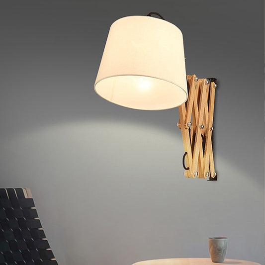 1 Light Cylinder Fabric Shaded Wall Lamp White Living Room Sconce Light Fixture with Extendable Arm White Clearhalo 'Modern wall lights' 'Modern' 'Wall Lamps & Sconces' 'Wall Lights' Lighting' 240120
