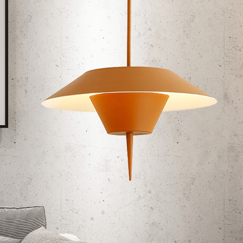 Grey/White/Pink Cone Hanging Ceiling Light Modern 1 Light Metal Drop Pendant with Inverted Conical Insert, 12"/16"W Clearhalo 'Ceiling Lights' 'Modern Pendants' 'Modern' 'Pendant Lights' 'Pendants' Lighting' 240133