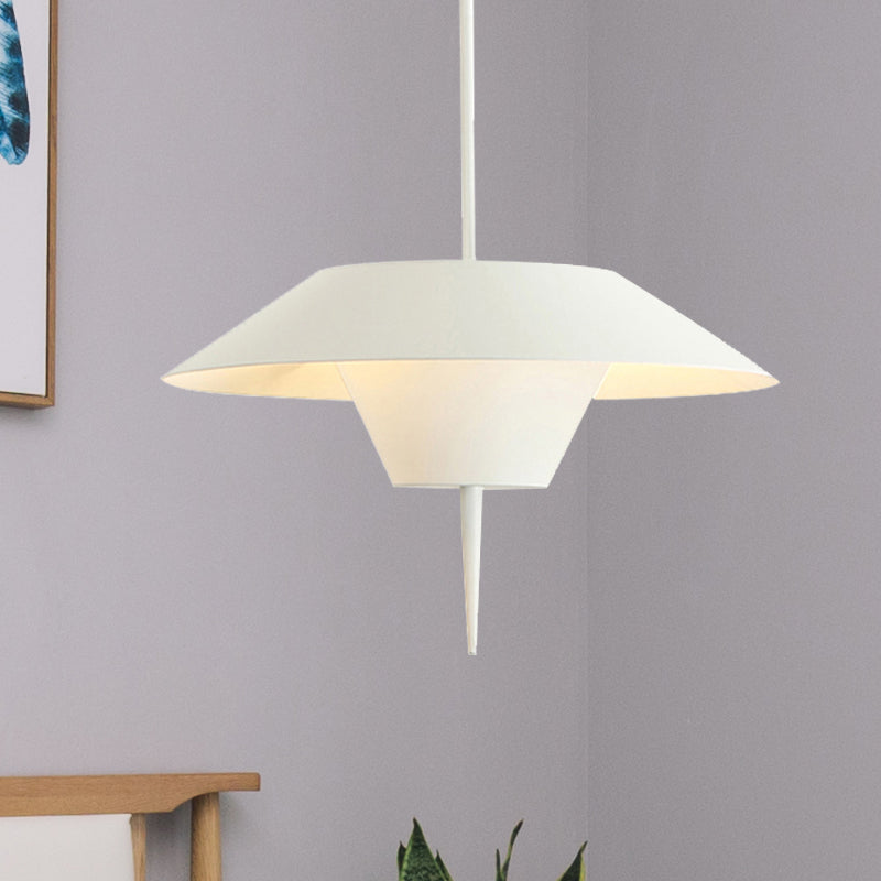 Grey/White/Pink Cone Hanging Ceiling Light Modern 1 Light Metal Drop Pendant with Inverted Conical Insert, 12"/16"W Clearhalo 'Ceiling Lights' 'Modern Pendants' 'Modern' 'Pendant Lights' 'Pendants' Lighting' 240142