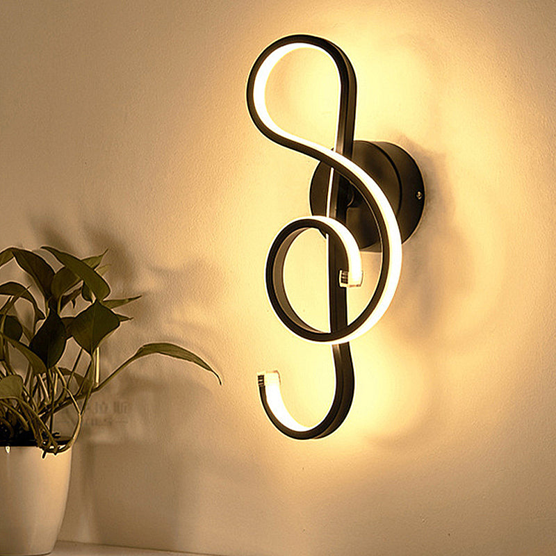 Rhythm Shaped Bedroom Wall Sconce Modern Stype Black/White Acrylic LED Wall Mounted Lamp, Neutral/Warm/White Light Black Clearhalo 'Modern wall lights' 'Modern' 'Wall Lamps & Sconces' 'Wall Lights' Lighting' 240163